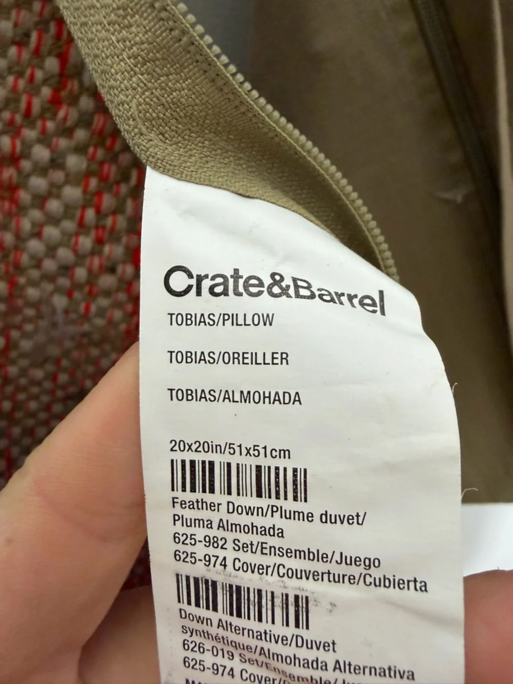 2 Crate & Barrel Pillow Sham Cases Covers Orange Tan Woven Cotton